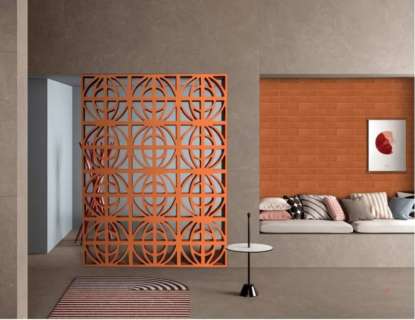 Lotus terracotta jali in a finished application
