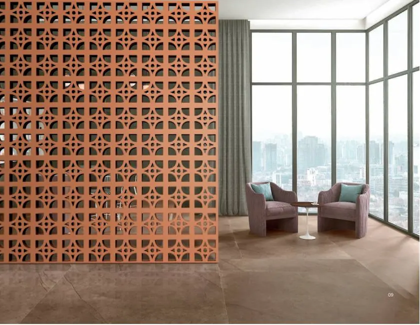 Opel terracotta jali in a finished application