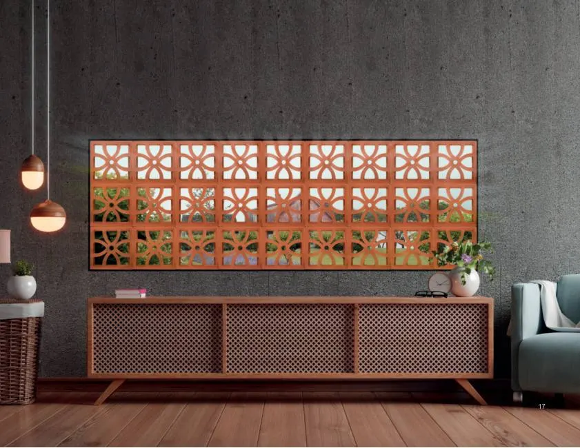 Petal terracotta jali in a finished application