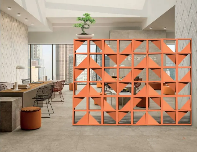 Slice terracotta jali in a finished application